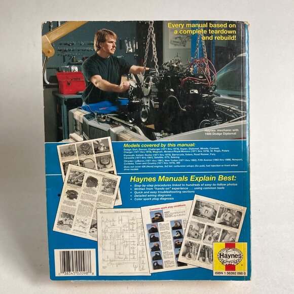 Haynes 1971-1989 Dodge Plymouth Chrysler Repair Manual #30050 Rear Wheel Drive - Picture 2 of 6